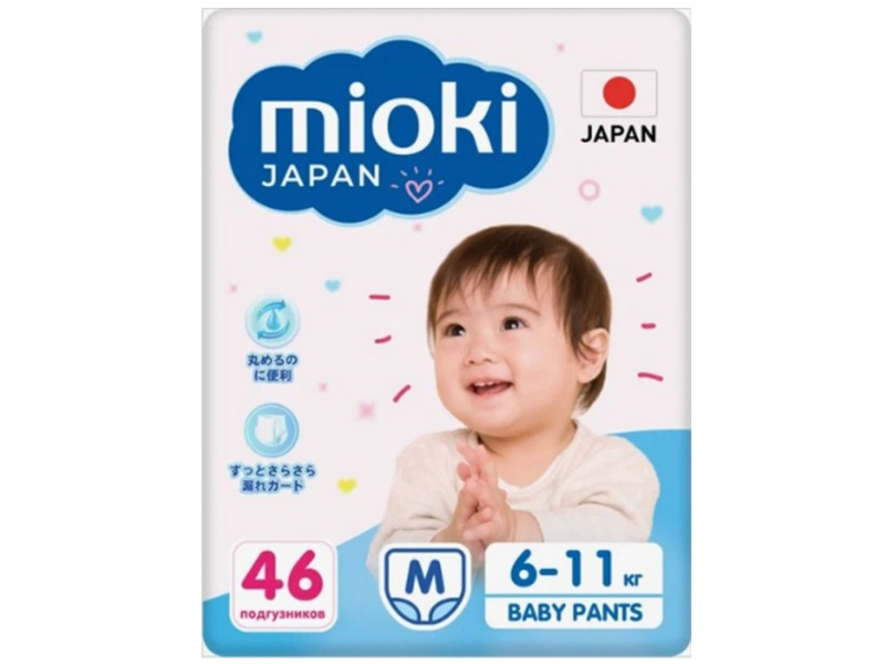 

Подгузники Mioki Трусики M 6-11кг 46шт, M 6-11 кг