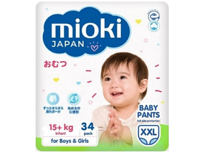 

Подгузники Mioki Трусики XXL 15+кг 34шт, XXL 15+ кг