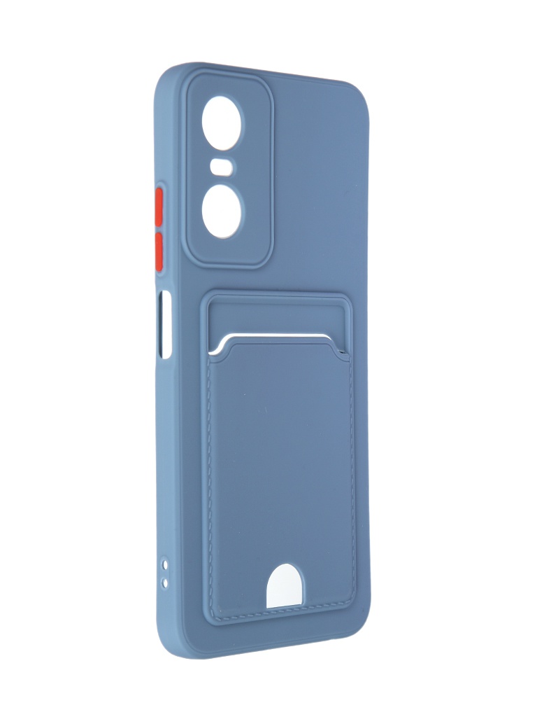 Чехол DF для Tecno Pop 6 Pro Silicone с отделением для карты Gray-Blue tCardCase-02 смартфон tecno pop 6 pro 2 32gb peaceful blue