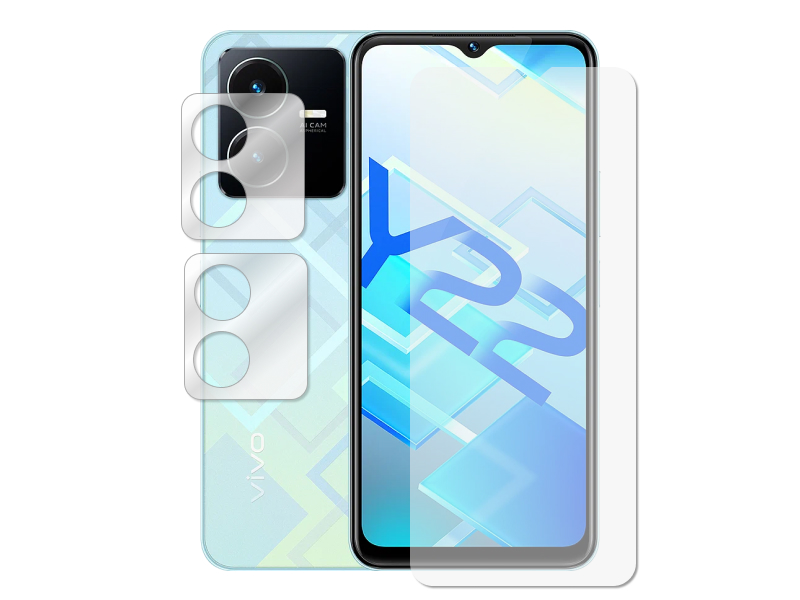 

Гибридное защитное стекло Krutoff для Vivo Y22 + защита камеры 2шт 299787, Vivo Y22