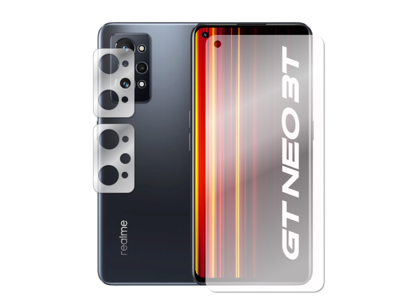 

Гибридное защитное стекло Krutoff для Realme GT Neo 3T + защита камеры 2шт 299777, Realme GT Neo 3T