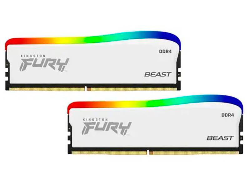 фото Модуль памяти kingston fury beast white rgb se ddr4 dimm 3600mhz pc28800 cl17 - 16gb kit (2x8gb) kf436c17bwak2/16