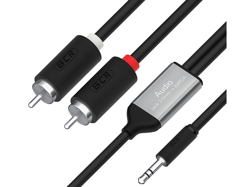 

Аксессуар GCR Jack 3.5mm - 2xRCA 1m Black GCR-53190, GCR-53190