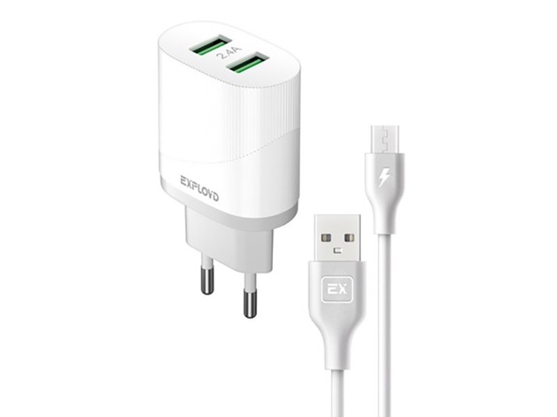 

Зарядное устройство Exployd Easy 2хUSB - MicroUSB 2.4A White EX-Z-1437, EX-Z-1437