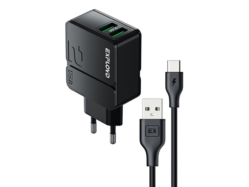 

Зарядное устройство Exployd Easy Type-C - 2хUSB 2.4A Black EX-Z-1442, EX-Z-1442