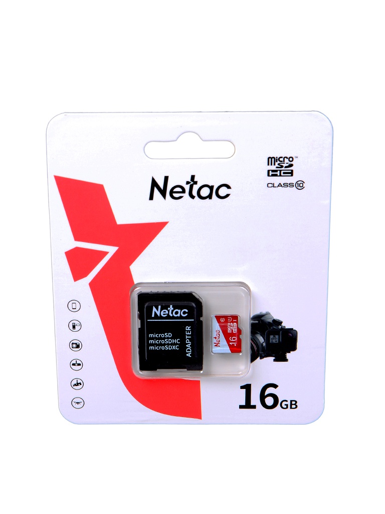 Карта памяти 16Gb - Netac MicroSD P500 Eco Class 10 NT02P500ECO-016G-R + с переходником под SD фото