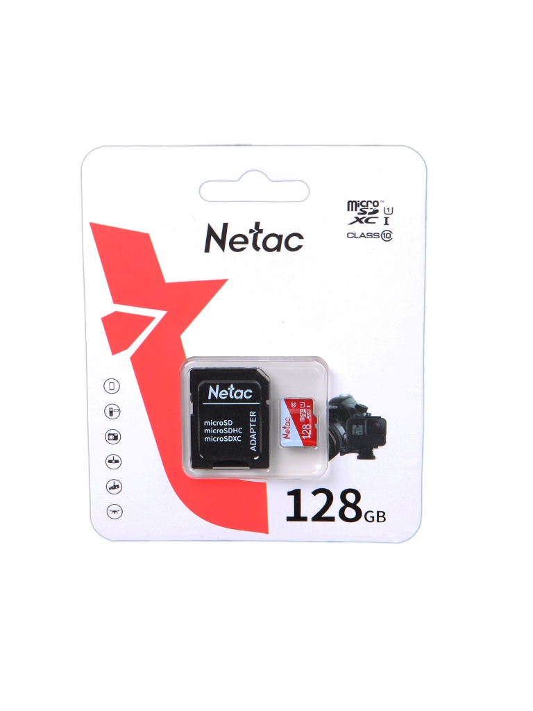Карта памяти 128Gb - Netac MicroSD P500 Eco UHS-I Class 10 NT02P500ECO-128G-R + с переходником под SD фото