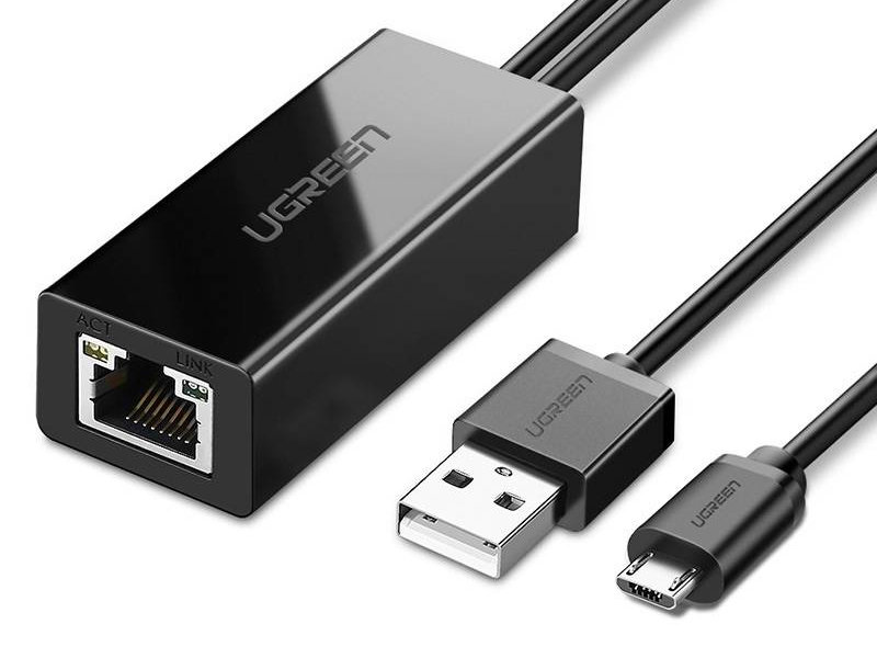 цена Сетевая карта Ugreen MicroUSB 2.0 - 100Mbps Ethernet Adapter 30985