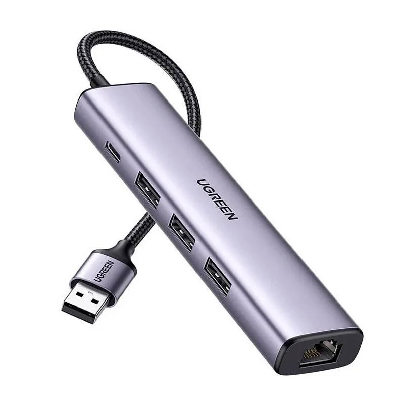 Хаб Ugreen CM475 USB3.0 to 3xUSB3.0 +RJ45 Grey 60554