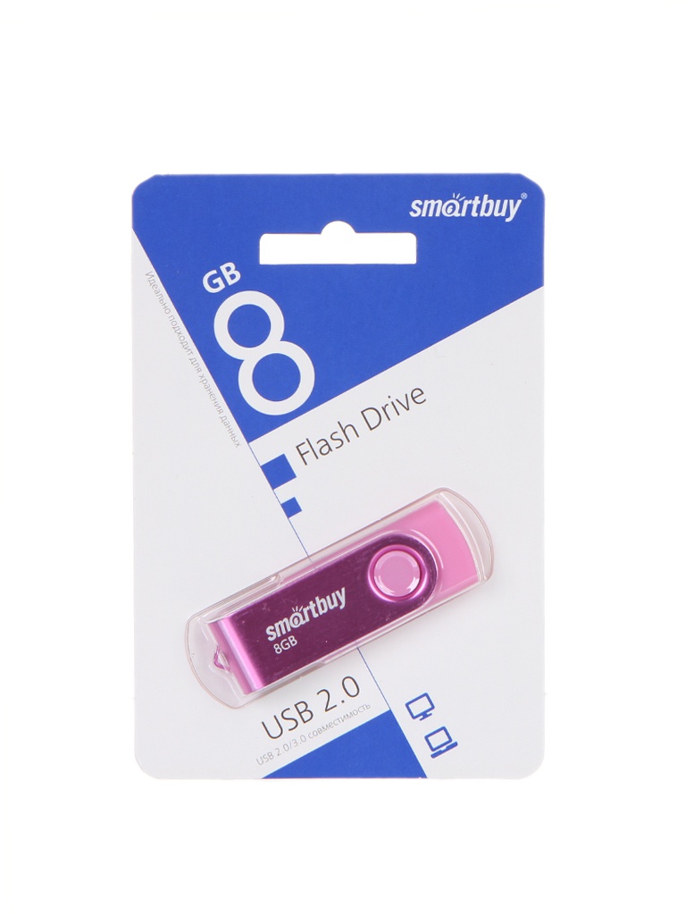 цена USB Flash Drive 8Gb - SmartBuy UFD 2.0 Twist Pink SB008GB2TWP