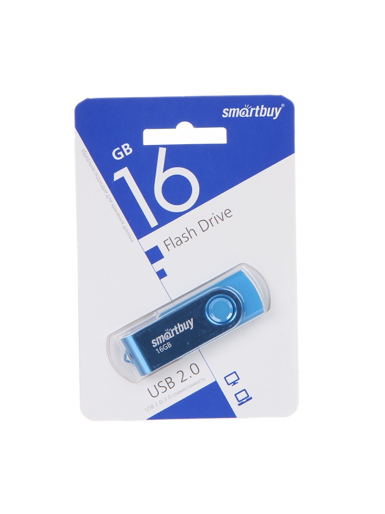 USB Flash Drive 16Gb - SmartBuy UFD 2.0 Twist Blue SB016GB2TWB
