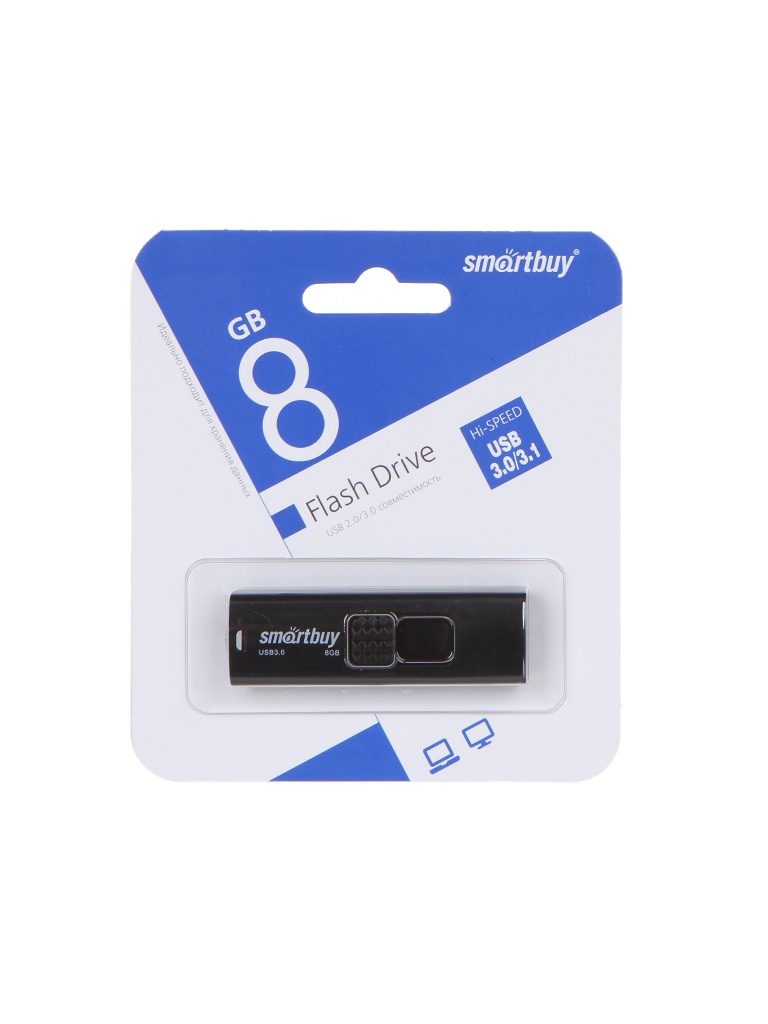 

USB Flash Drive 8Gb - SmartBuy UFD 3.0 Fashion Black SB008GB3FSK, SB008GB3FSK