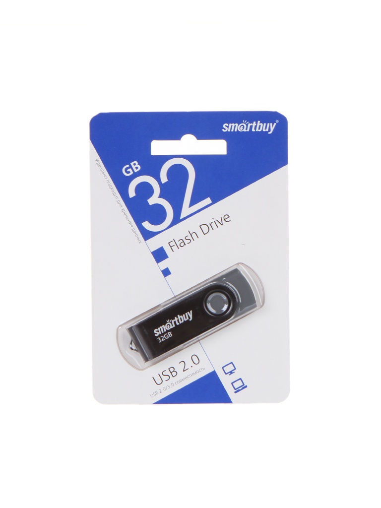 

USB Flash Drive 32Gb - SmartBuy UFD 2.0 Twist Black SB032GB2TWK, SB032GB2TWK
