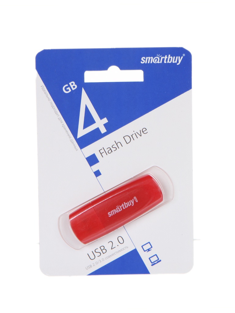 USB Flash Drive 4Gb - SmartBuy Scout Red SB004GB2SCR флешка smartbuy sb004gb2scr 4 гб sb004gb2scr
