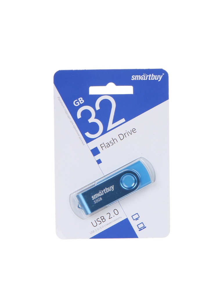 USB Flash Drive 32Gb - SmartBuy UFD 2.0 Twist Blue SB032GB2TWB
