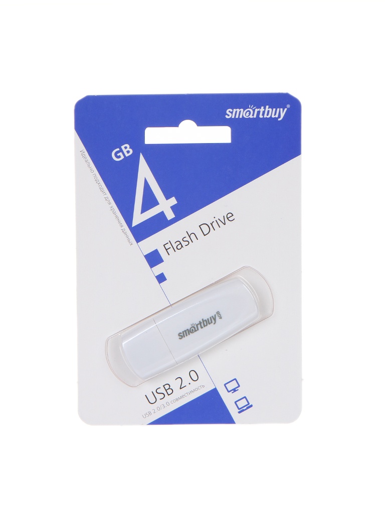 цена USB Flash Drive 4Gb - SmartBuy Scout White SB004GB2SCW