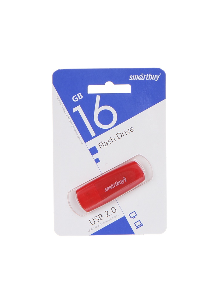 USB Flash Drive 16Gb - SmartBuy Scout Red SB016GB2SCR usb flash drive 16gb smartbuy scout usb 3 1 white sb016gb3scw