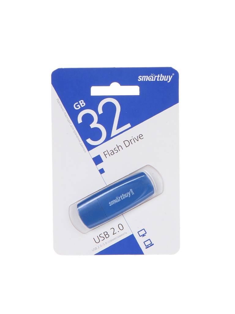 USB Flash Drive 32Gb - SmartBuy Scout Blue SB032GB2SCB usb flash drive 64gb smartbuy scout white sb064gb2scw