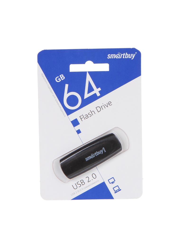 фото Usb flash drive 64gb - smartbuy scout black sb064gb2sck