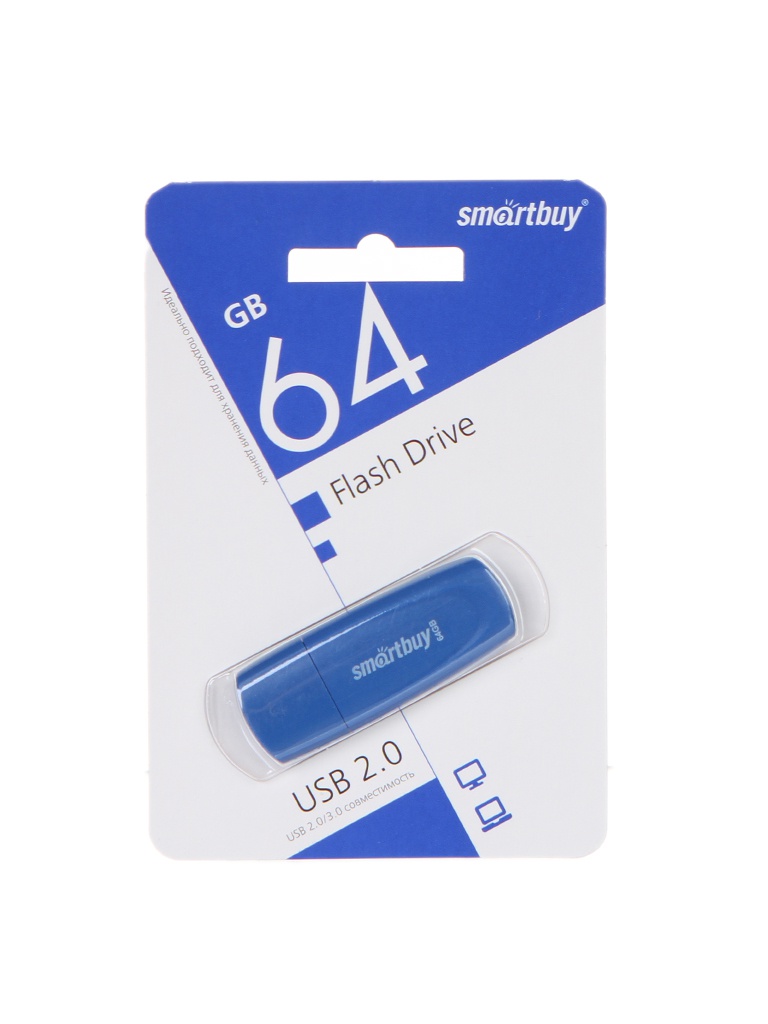 USB Flash Drive 64Gb - SmartBuy Scout Blue SB064GB2SCB usb flash drive 32gb smartbuy scout usb 3 1 white sb032gb3scw