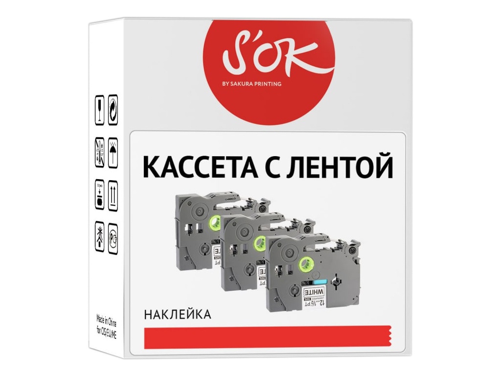 

Кассета с лентой Sok 12mm 8m Black-Yellow SLC53S654014, SLC53S654014