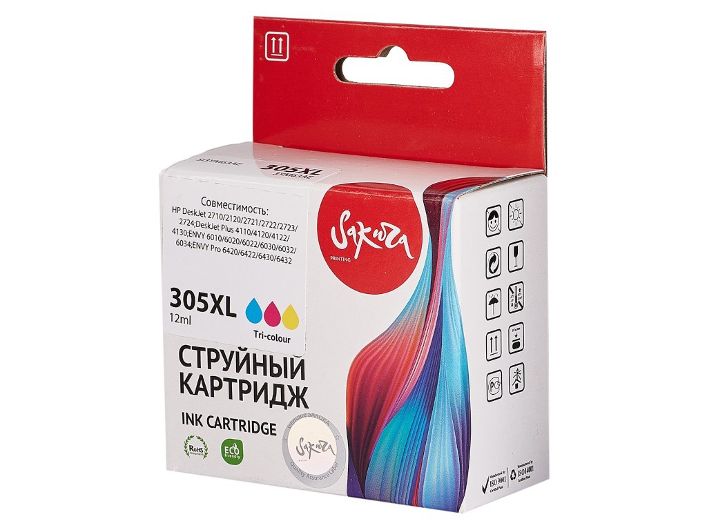 Картридж Sakura SI3YM63AE (схожий с HP 3YM63AE) №305XL Tri-Colour для HP DeskJet 2710/2120/2721/2722/2723/2724