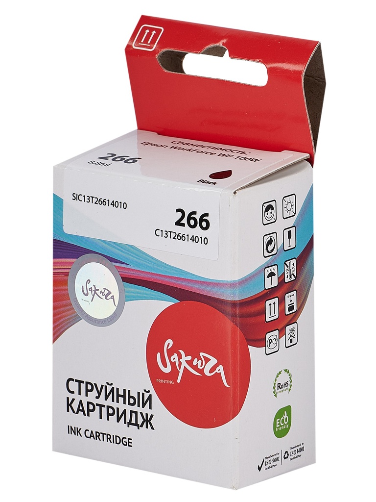 Картридж Sakura SIC13T26614010 схожий с Epson C13T26614010 266 Black для Epson WorkForce WF-100W 45800₽