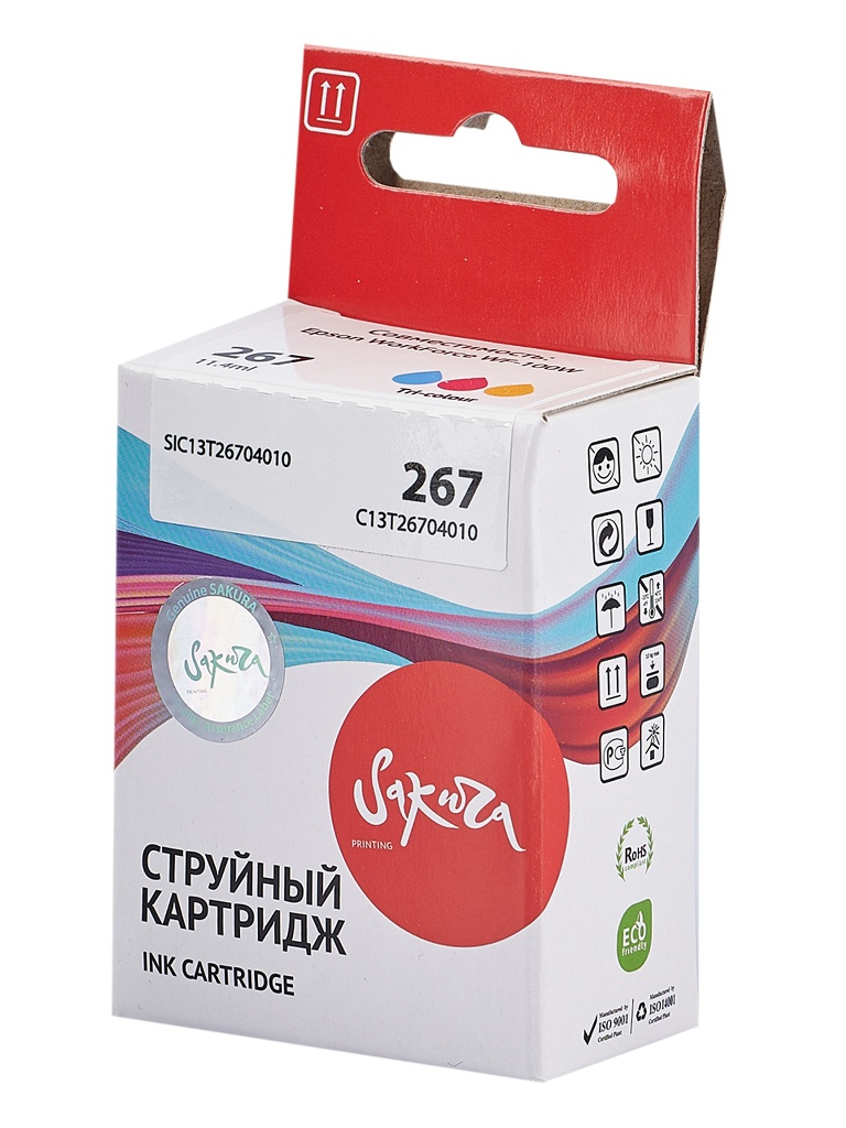 Картридж Sakura SIC13T26704010 (схожий с Epson C13T26704010) 267 Colour для Epson WorkForce WF-100W