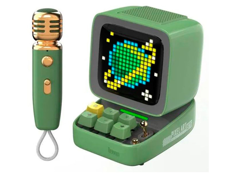 Колонка Divoom Ditoo Mic Green портативная колонка divoom ditoo mic с микрофоном и пиксельным led экраном зеленая