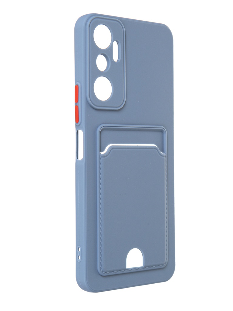 Чехол DF для Infinix Hot 20 4G Silicone с отделением для карты Grey-Blue inCardcase-03