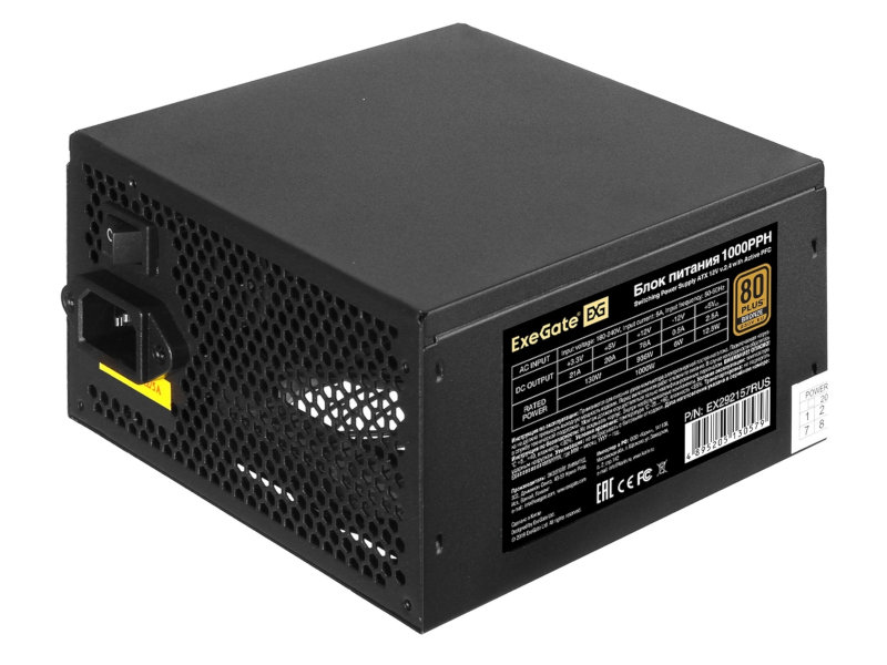 

Блок питания ExeGate 1000PPH 1000W 80 Plus Bronze EX292157RUS-S, EX292157RUS-S