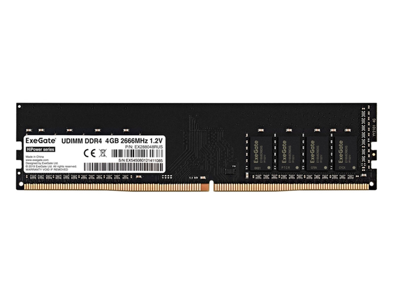 фото Модуль памяти exegate hipower ddr4 dimm 2666mhz pc4-21300 cl19 - 4gb ex288048rus