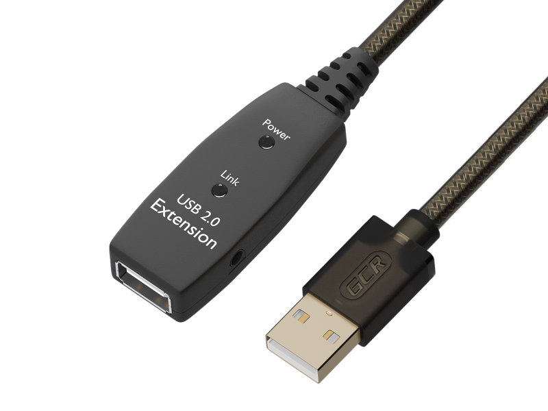 

Аксессуар GCR USB 2.0 AM/AF 5m Black-Transparent GCR-53804, GCR-53804