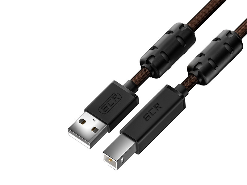 

Аксессуар GCR Prof USB 2.0 AM/BM 2m Black-Transparent GCR-50603, GCR-50603