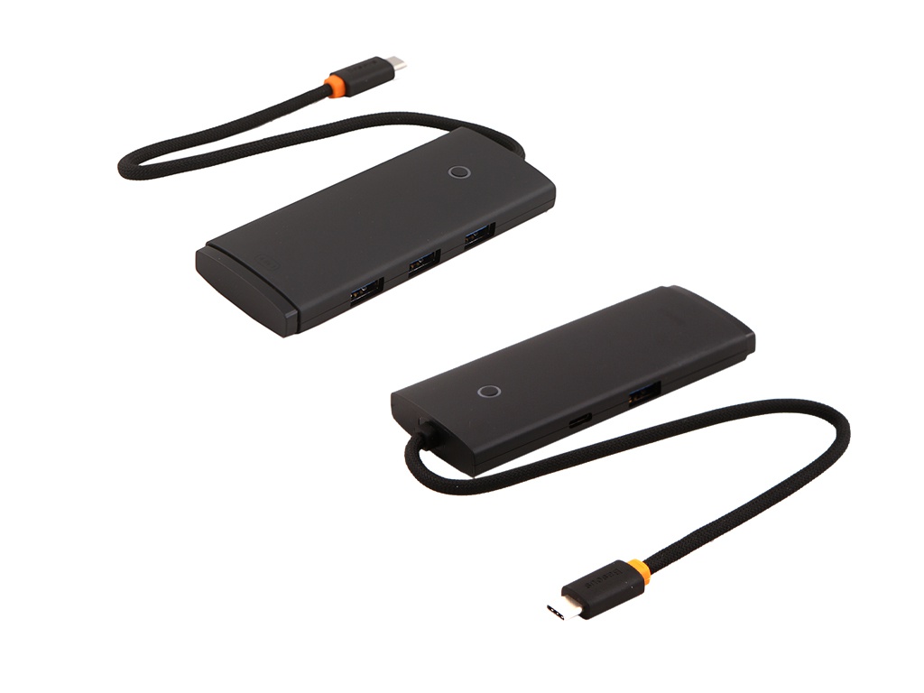 Хаб USB Baseus Lite Series 4-Port Type-C - 4xUSB 25cm Black WKQX030301 хаб usb baseus os flite series 5 port type c hdmi 4xusb 3 0 space grey b00052809813 00