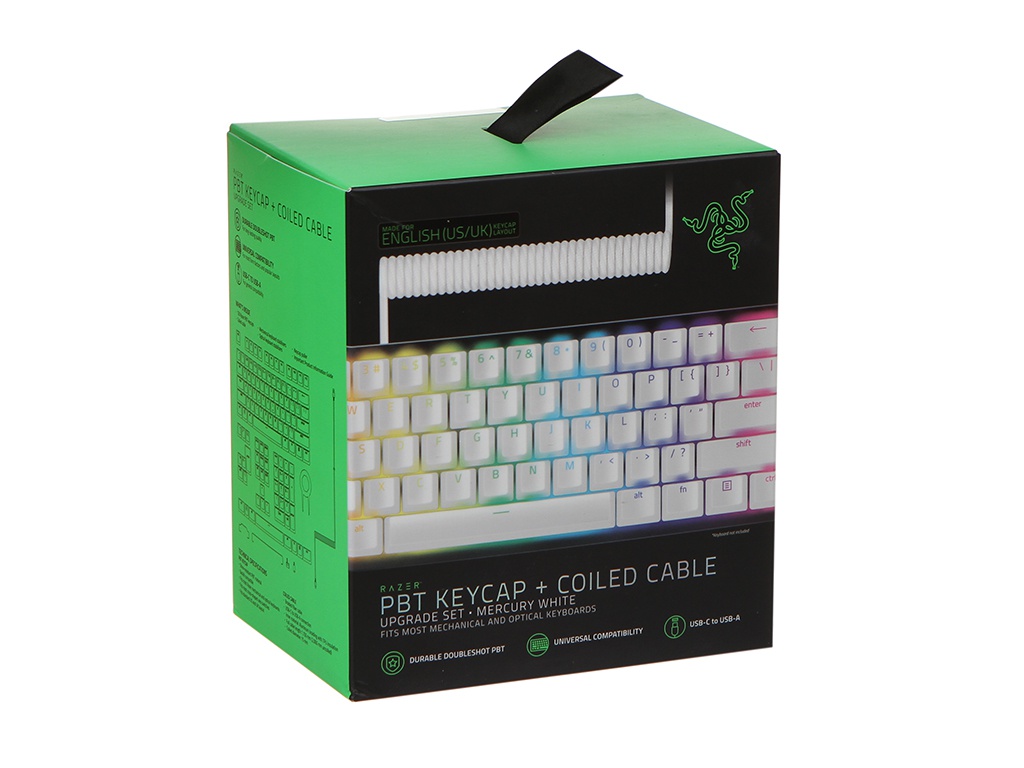 фото Набор razer pbt keycap + coiled cable mercury white rc21-01490900-r3m1