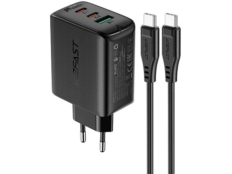 

Зарядное устройство Acefast A13 PD65W USB-C+USB-C+USB-A Black AF-A13-BK, AF-A13-BK