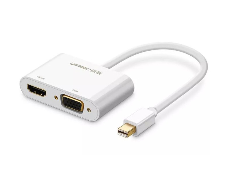 

Аксессуар Ugreen MD108 Mini DisplayPort - HDMI VGA 2-in-1 Video Adapter White 10427, MD108
