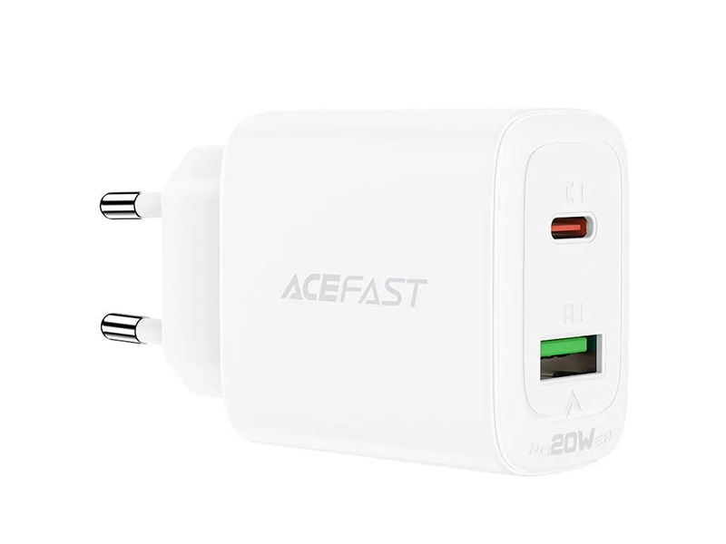 Зарядное устройство Acefast A25 PD20W USB-C+USB-A White AF-A25-WH