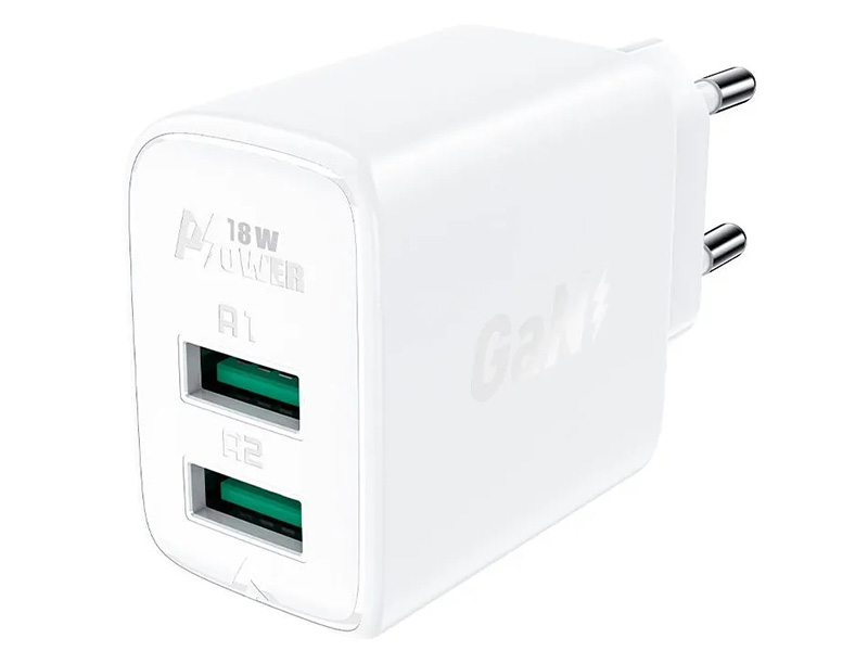 Зарядное устройство Acefast A33 QC18W USB-A+USB-A White AF-A33-WH