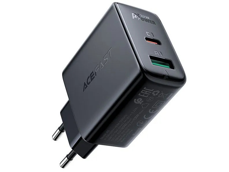 Зарядное устройство Acefast A5 PD32W USB-C+USB-A Black AF-A5-BK