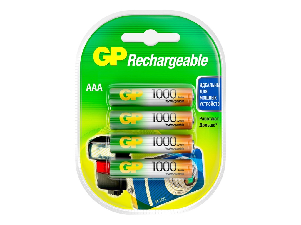 фото Аккумулятор aaa - gp 1000 mah 100aaahc-5decrc4 (4 штуки)