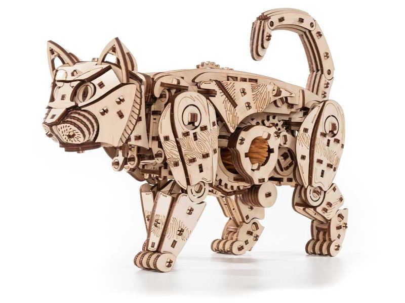 фото Сборная модель eco wood art механический кот ecat-wild ewa (eco wood art)