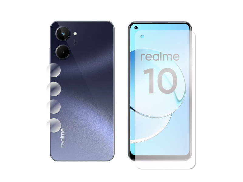 

Гибридное защитное стекло Krutoff для Realme 10 5G + защита камеры 2шт 339875, Realme 10 5G