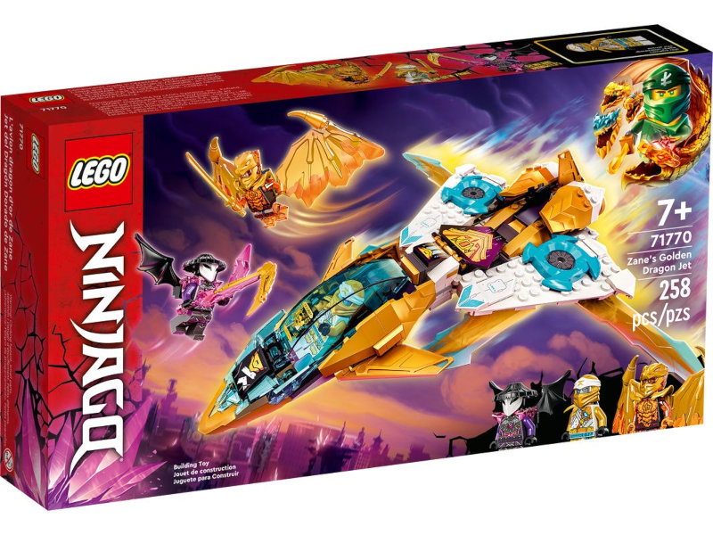 

Lego Ninjago Реактивный самолёт Зейна Золотой дракон 258 дет. 71770, Реактивный самолёт Зейна Золотой дракон