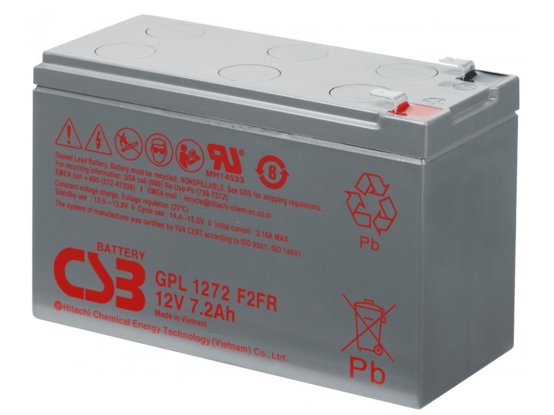 Аккумулятор для ИБП CSB GPL1272 12V 7.2Ah клеммы F2FR аккумулятор для ибп csb gp 1245 12v 4 5ah клеммы f1