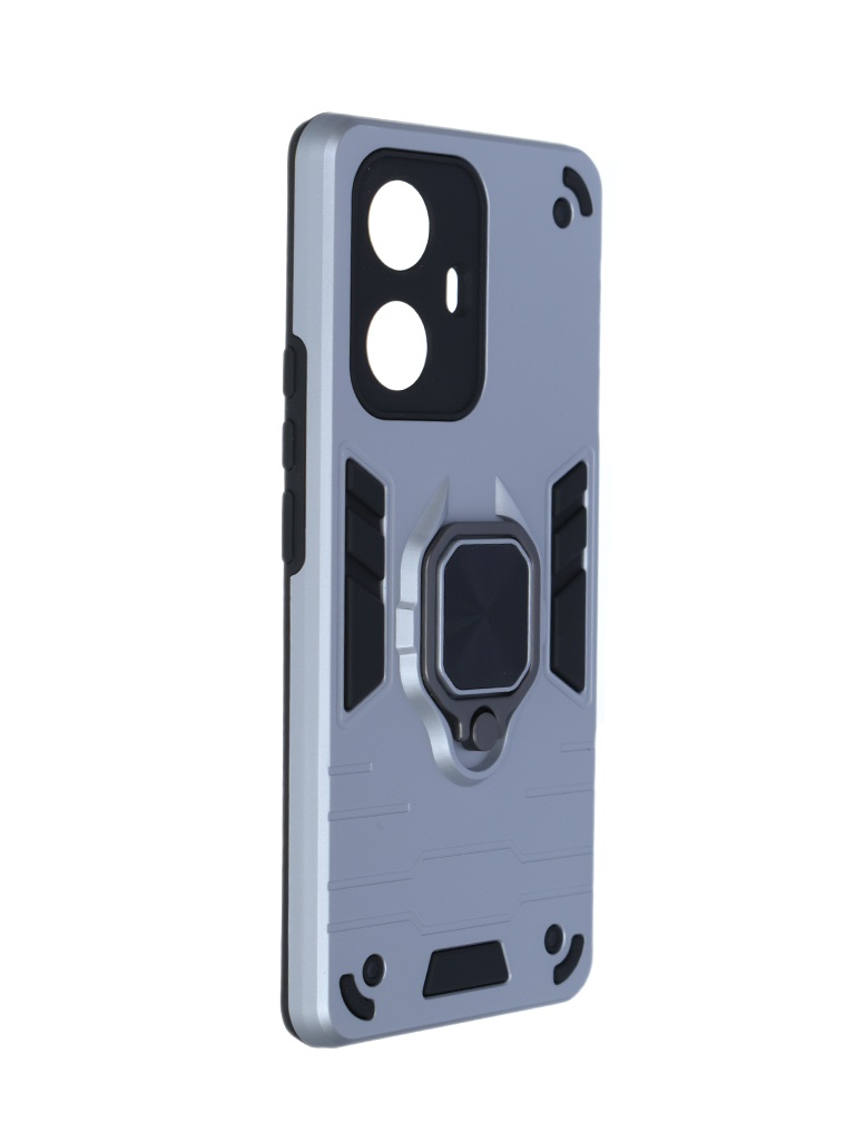 

Чехол DF для Realme 10 Pro+ (5G) с магнитом и кольцом Silver rmArmor-04, Realme 10 Pro+