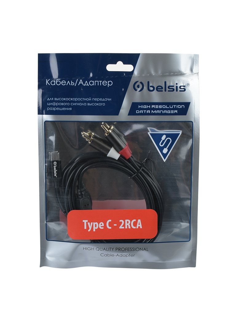 

Аксессуар Belsis Type-C - 2xRCA 2m Black BW1627, BW1627