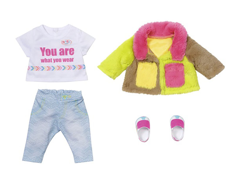 фото Одежда для куклы zapf creation baby born модный наряд с разноцветной меховой курткой 830-154
