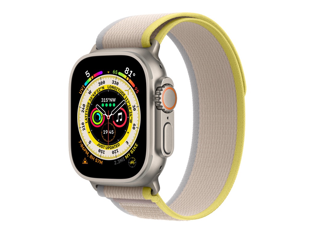 фото Умные часы apple watch ultra gps + cellular 49mm titanium case with yellow-beige trail loop - s/m